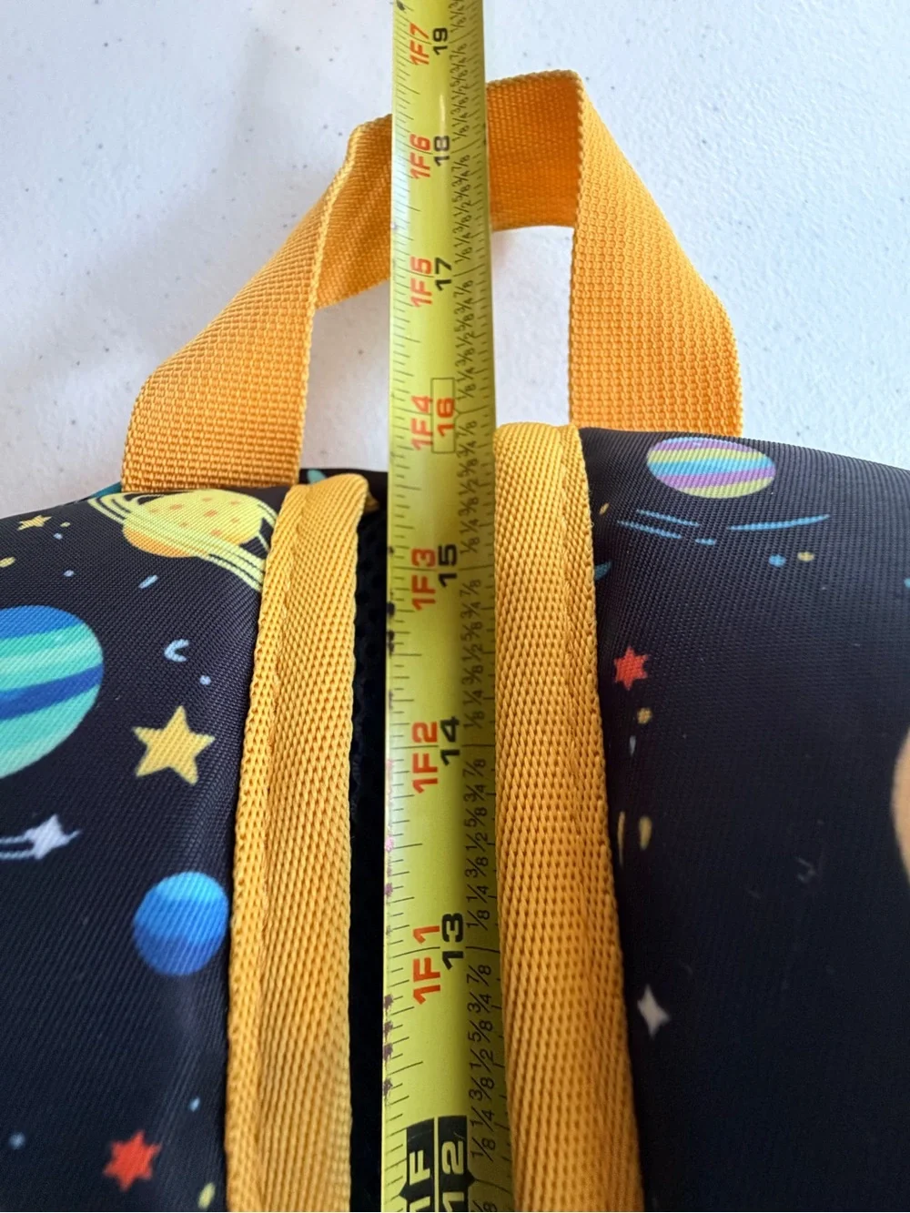 Kids Space Rocket Backpack - Black with Multi-Color Planets
